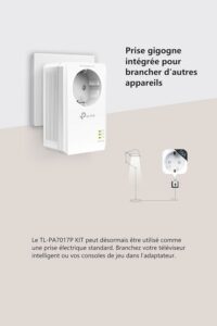 TP-Link CPL 1000Mbps avec 1 Port Gigabit et Prise Intégrée Type F, Boitier CPL Kit de 2 – Image 5