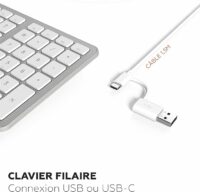 Mobility Lab USB Clavier français AZERTY filaire pour Mac – blanc et argenté – Image 6