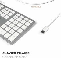 Mobility Lab USB Clavier français AZERTY filaire pour Mac – blanc et argenté – Image 4